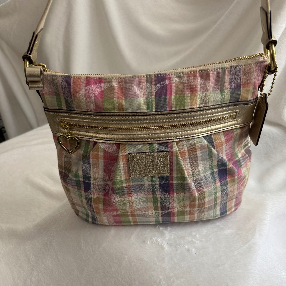 Coach Poppy Daisy Madras Plaid Crossbody Purse